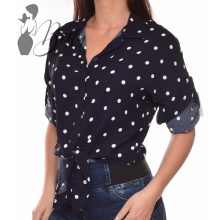 Pöttyös, megkötős, roll-up ujjú blúz/felső S-M-L