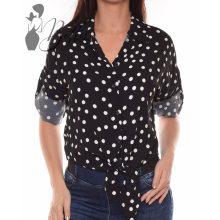 Pöttyös, megkötős, roll-up ujjú blúz/felső S-M-L