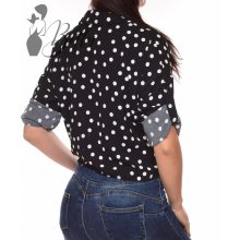 Pöttyös, megkötős, roll-up ujjú blúz/felső S-M-L