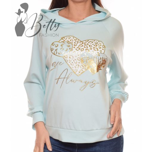 Szív mintás, kapucnis pulóver S-M-L