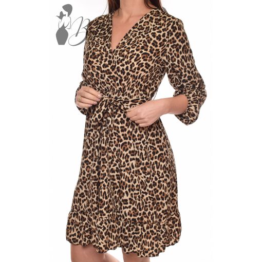 Leopárd mintás, fodros aljú ruha S-M-L