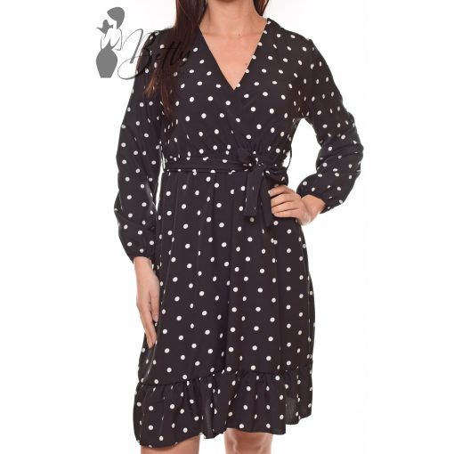 Fekete alapon pöttyös ingruha S-M-L