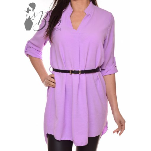 Egyszínű, roll-up ujjú ingruha + öv M-L-XL