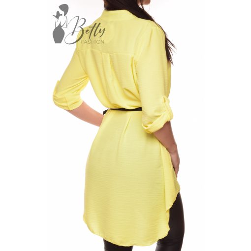 Egyszínű, roll-up ujjú ingruha + öv M-L-XL