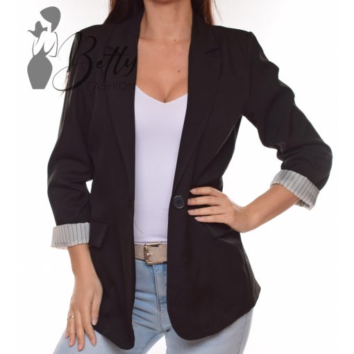 Csíkos betétes blézer selyembéléssel M-L-XL