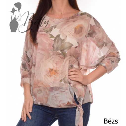Virágmintás, muszlin anyagú felső L-XL