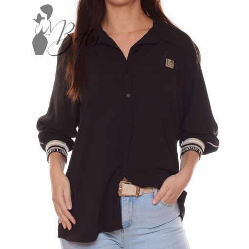 Fekete színű ing, feliratos részekkel 44, 46, 48, 50