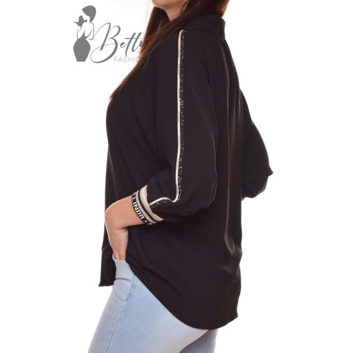 Fekete színű ing, feliratos részekkel 44, 46, 48, 50