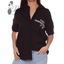 Fekete színű, zsebes és feliratos ing 36, 38, 40, 42