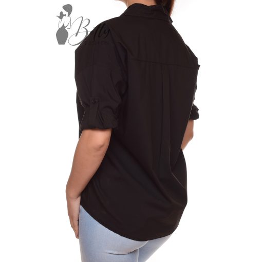 Fekete színű, zsebes és feliratos ing 36, 38, 40, 42