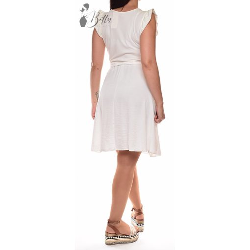 Fehér színű, fodros ujjú ruha S/M