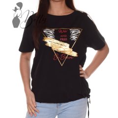   Arany mintás és feliratos, bő szabású felső M/L, XL/XXL