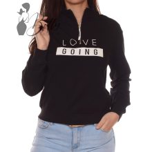 Feliratos, mellig cipzáros, laza pulóver XS/S, M/L, XL/2XL