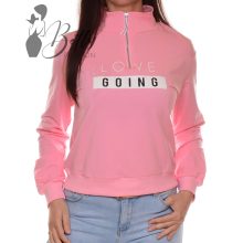 Feliratos, mellig cipzáros, laza pulóver XS/S, M/L, XL/2XL