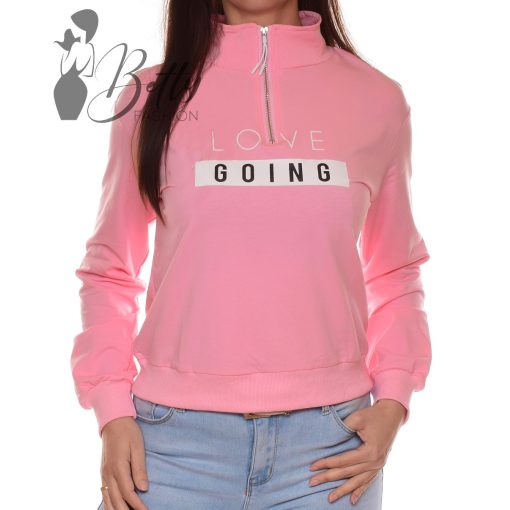 Feliratos, mellig cipzáros, laza pulóver XS/S, M/L, XL/2XL