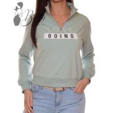 Feliratos, mellig cipzáros, laza pulóver XS/S, M/L, XL/2XL