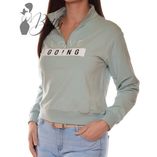 Feliratos, mellig cipzáros, laza pulóver XS/S, M/L, XL/2XL