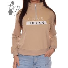 Feliratos, mellig cipzáros, laza pulóver XS/S, M/L, XL/2XL