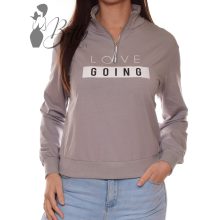 Feliratos, mellig cipzáros, laza pulóver XS/S, M/L, XL/2XL