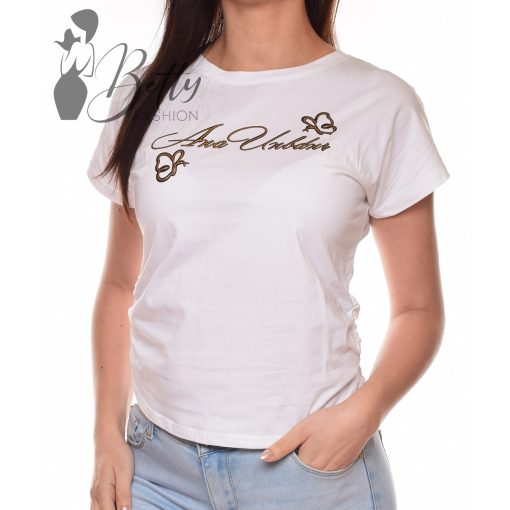 Oldalán ráncolt, feliratos felső S/M, L/XL