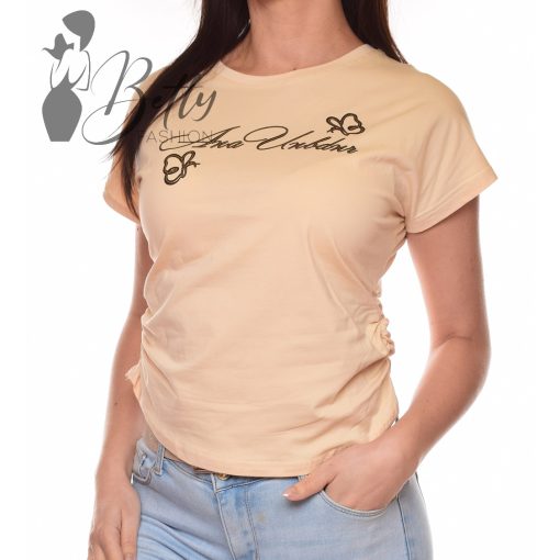 Oldalán ráncolt, feliratos felső S/M, L/XL