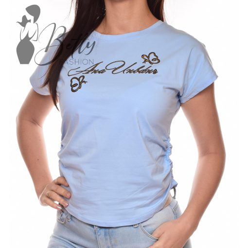 Oldalán ráncolt, feliratos felső S/M, L/XL