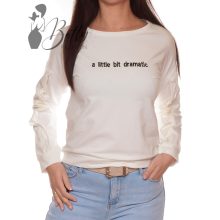 Fodros ujjú, feliratos pulóver S/M, L/XL