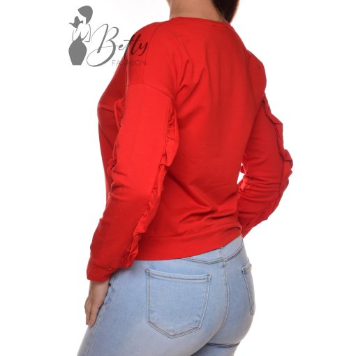 Fodros ujjú, feliratos pulóver S/M, L/XL