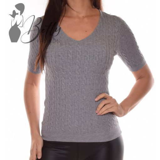 V-kivágású, rövid ujjú, kötött felső S/M, L/XL