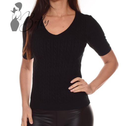 V-kivágású, rövid ujjú, kötött felső S/M, L/XL