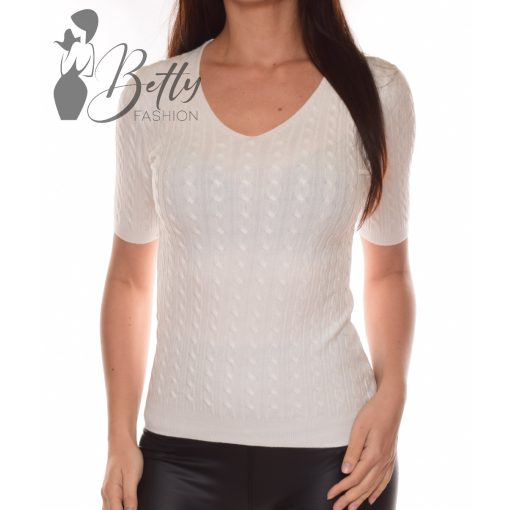 V-kivágású, rövid ujjú, kötött felső S/M, L/XL