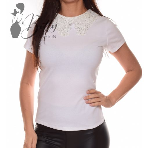 White Top with Jewelry Embellishment S/M