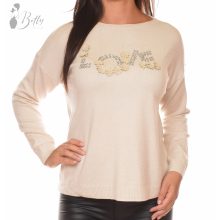 Gyöngy és virág díszes, kötött felső M/L, XL/XXL