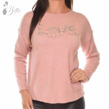 Gyöngy és virág díszes, kötött felső M/L, XL/XXL