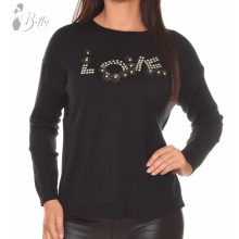 Gyöngy és virág díszes, kötött felső M/L, XL/XXL