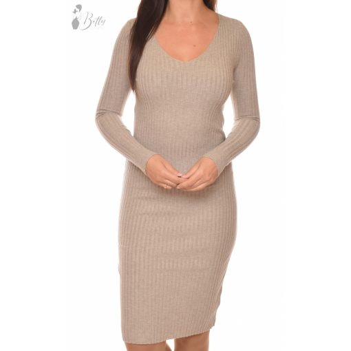 V-kivágású, bordázott anyagú, kötött ruha S/M, L/XL