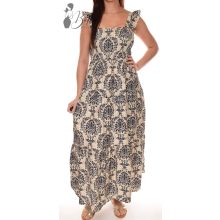 Mellnél és derékban smokkolt, mintás maxi ruha M/L, XL/XXL