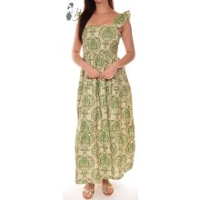 Mellnél és derékban smokkolt, mintás maxi ruha M/L, XL/XXL