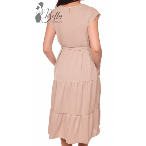 Egyszínű, derékban öves midi ruha S/M, L/XL