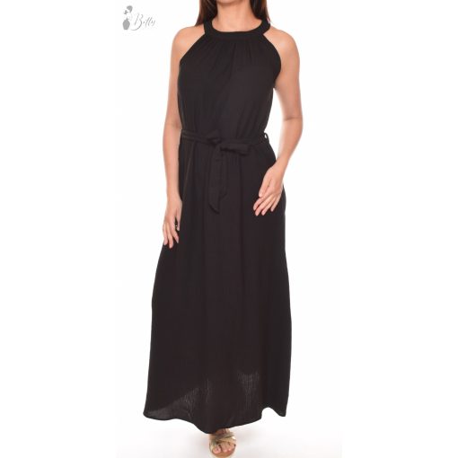 Nyakban és derékban megkötős, egyszínű maxiruha S/M, L/XL