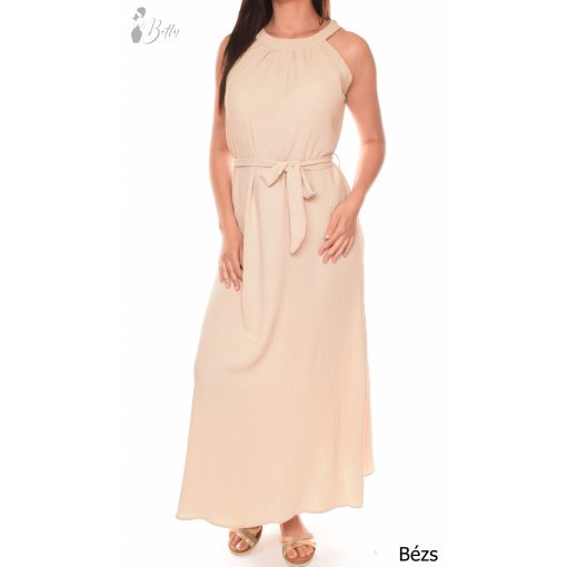 Nyakban és derékban megkötős, egyszínű maxiruha S/M, L/XL