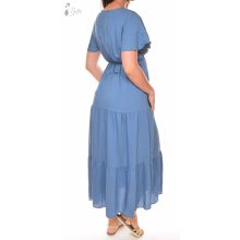 V-kivágású, fodros ujjú maxiruha L/XL