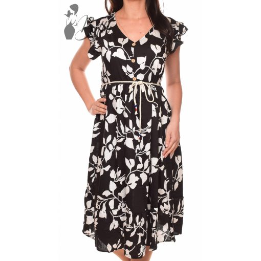 Levélmintás, V-nyakú ruha S/M, L/XL