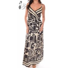 Mellnél átlapolt, mintás maxiruha S/M, L/XL