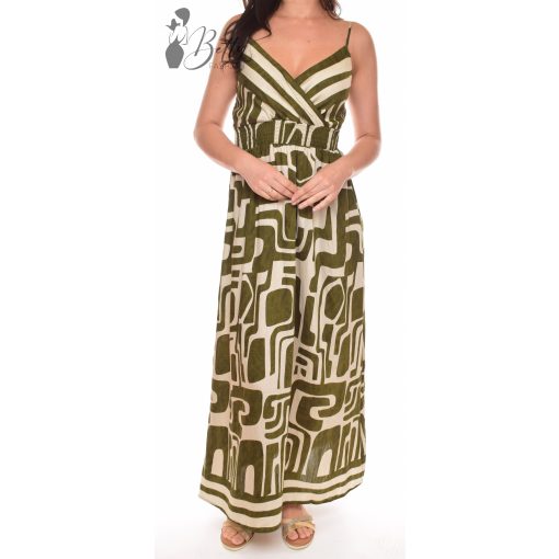 Mellnél átlapolt, mintás maxiruha S/M, L/XL