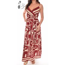 Mellnél átlapolt, mintás maxiruha S/M, L/XL