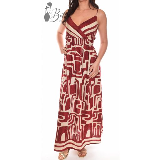 Mellnél átlapolt, mintás maxiruha S/M, L/XL