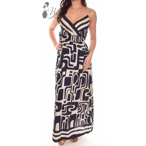 Mellnél átlapolt, mintás maxiruha S/M, L/XL