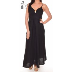 Mellnél fémdíszes, egyszínű maxiruha S/M, L/XL