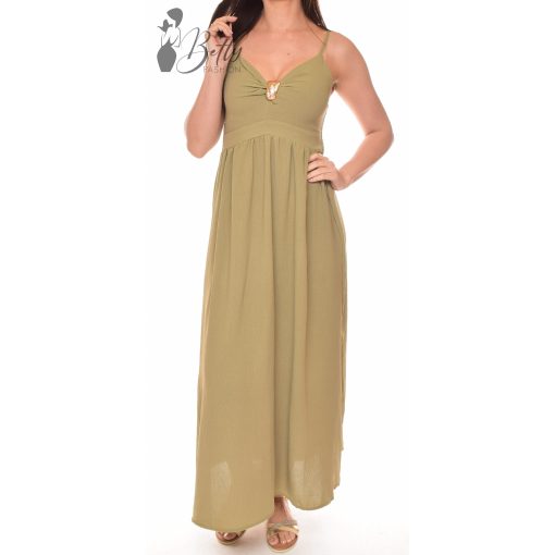 Mellnél fémdíszes, egyszínű maxiruha S/M, L/XL